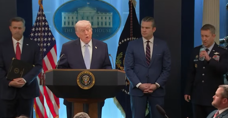 President Donald Trump speaks with reporters in the James Brady Press Briefing Room at the White House